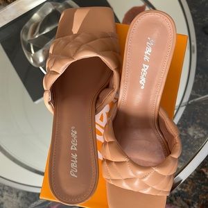 Public desire brand new nude color mule shoe